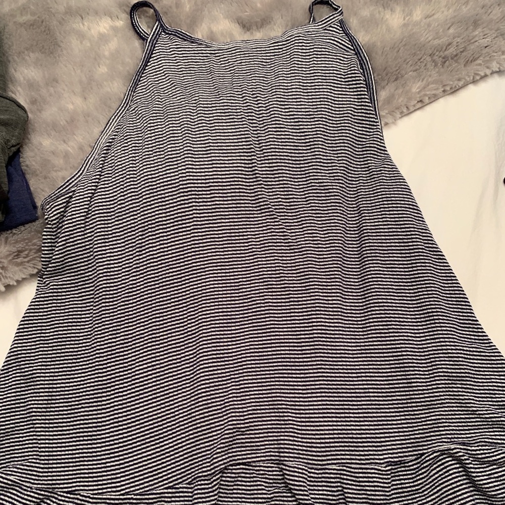 Blue and white striped tank top